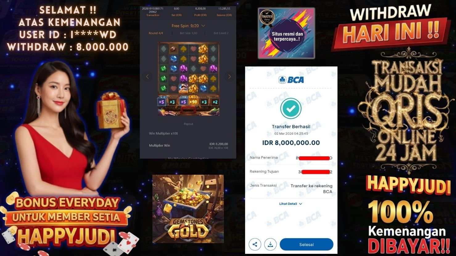 HAPPYJUDI JACKPOT SLOT GEMSTONES GOLD